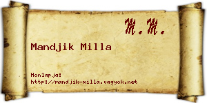 Mandjik Milla névjegykártya